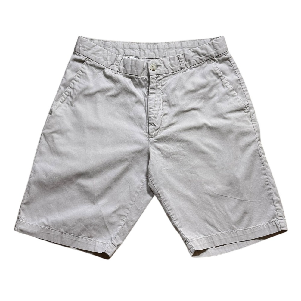 Mens Beige Chino Shorts Flat Front Casual Summer Size 28‎